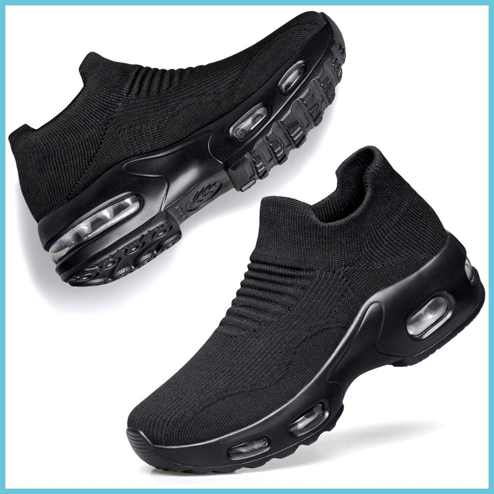 Mesh Fabric Slip-On Sneakers with Air Cushion Platform